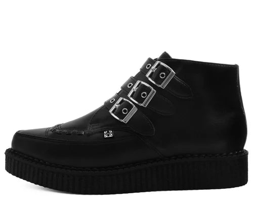 A9325 | Black 3-Buckle Pointed Creeper Boot | T.U.K