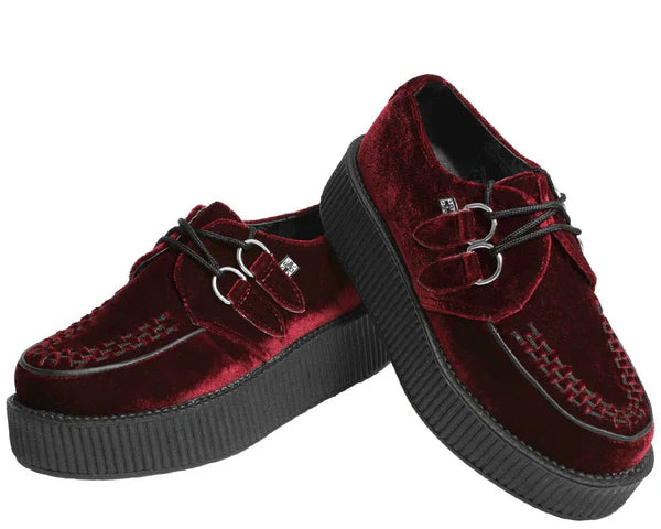 V8463 | Burgundy Velvet Mondo Viva Creepers | T.U.K